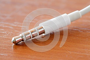 Trs minijack 3.5 mm plug for analog audio signal transmission, macro close-up photo