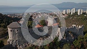 Trsat castle of old city port at the river Rijecina firth in Rijeka, Croatia