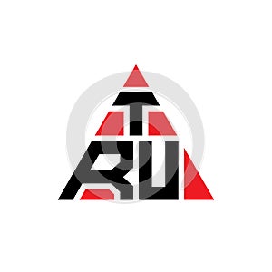 TRU triangle letter logo design with triangle shape. TRU triangle logo design monogram. TRU triangle vector logo template with red