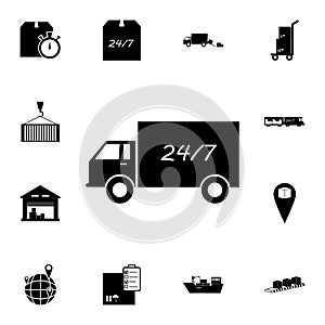 truck and 24 7 icon. Detailed set of logistic icons. Premium quality graphic design icon. One of the collection icons for websites
