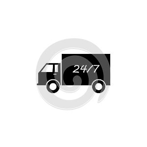 truck and 24/7 icon. Element of logistics icon. Premium quality graphic design icon. Signs and symbols collection icon for website