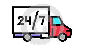 truck around clock free shipping service color icon animation