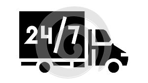 truck around clock free shipping service glyph icon animation