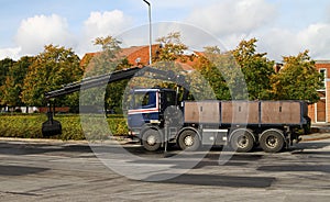 Truck with asphalt