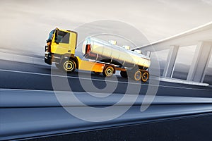 Truck on asphalt road highway
