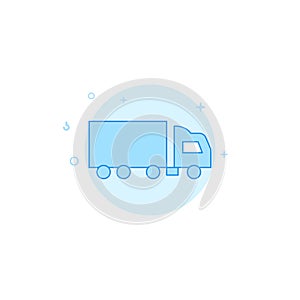 Truck, autotruck flat vector icon. Filled line style. Blue monochrome design. Editable stroke