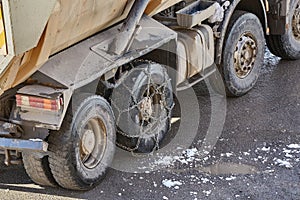 Truck awith snow chain