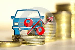 Truck on a background of money the Concept of changes in car prices