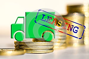 Truck on a background of money the Concept of changes in car prices