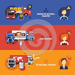 Truck Banners Set vector design illustration