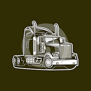 Truck black and white vector illustration