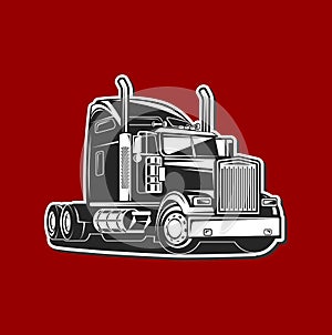 Truck black and white vector illustration