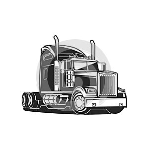 Truck black and white vector illustration