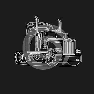 Truck black and white vector illustration