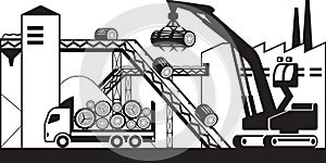 Truck brings wood to paper plan