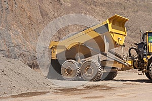 Truck and bulldozer