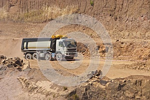 Truck and bulldozer