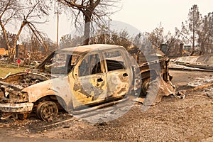 Truck burned house destroyed by Carr fire in Redding CA