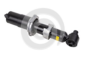 Truck cab shock absorber on white background with cut-off track