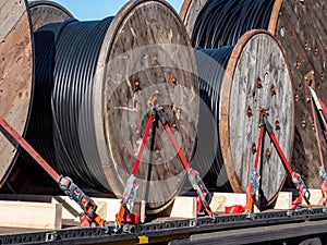 Truck with cable reels transport