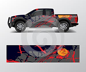 Truck and car decal wrap vector, Graphic abstract racing stripe designs for wrap vehicle photo