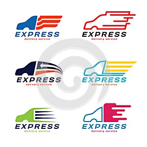 Truck Car Express delivery service Logo. vector set design