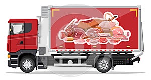 Truck car full of meat products.