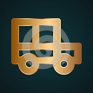 Truck car icon vector logo isolated on backgroundTruck car icon vector logo. Gradient gold metal with dark background