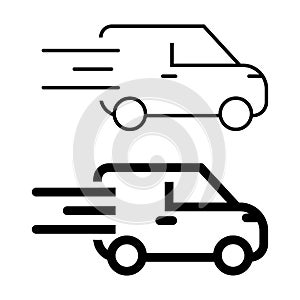 Truck or car line icon. Delivery symbol isolated on white background. Vector EPS 10
