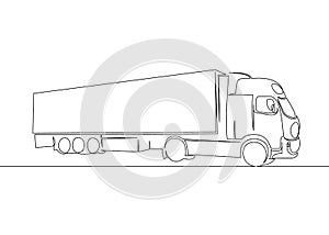 Truck with Cargo Trailer Driving