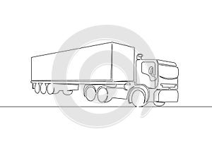 Truck with Cargo Trailer Driving
