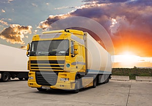 Truck - cargo transportation with sun