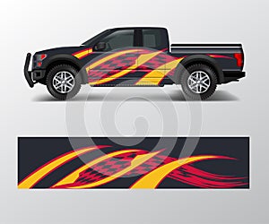 Truck and cargo van wrap vector, Car decal wrap design. Graphic abstract stripe designs for vehicle, race, offroad, adventure and