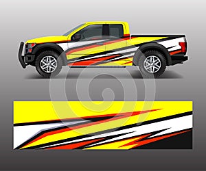 Truck and cargo van wrap vector, Car decal wrap design. Graphic abstract stripe designs for vehicle, race, offroad, adventure and