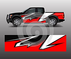 Truck and cargo van wrap vector, Car decal wrap design. Graphic abstract stripe designs for vehicle, race, offroad, adventure and