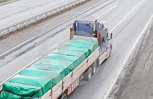 truck carries a bulky cargo