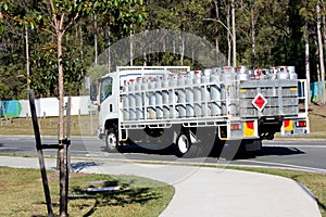 Truck carrying Gas Cylinders