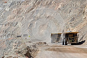 Truck at Chuquicamata, world's biggest open pit copper mine, Chile