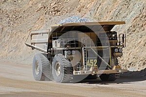 Truck at Chuquicamata, world's biggest open pit copper mine, Chile photo