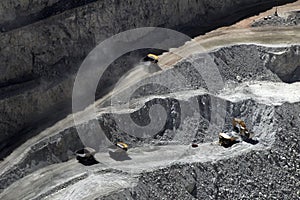 Truck at Chuquicamata, world's biggest open pit copper mine, Chile photo
