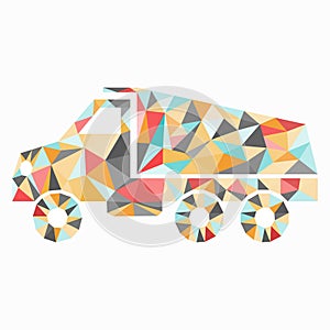 Truck of the colored triangles isolated object