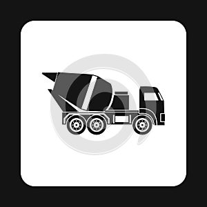 Truck concrete mixer icon, simple style