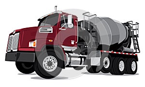 Truck with a concrete mixer on a white background.