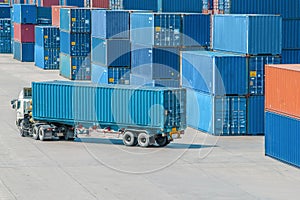 Truck in container depot photo