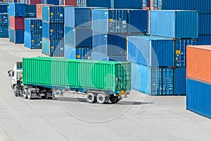 Truck in container depot