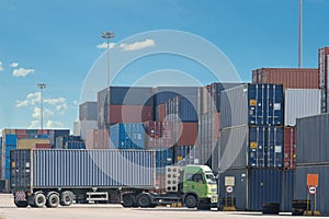 Truck in container depot