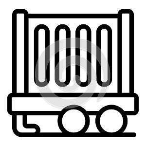 Truck container icon outline vector. Fork lifting