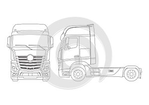 truck contour drawing, view from different sides