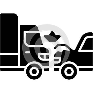 Truck crash with a car icon, car accident and safety related vector illustration