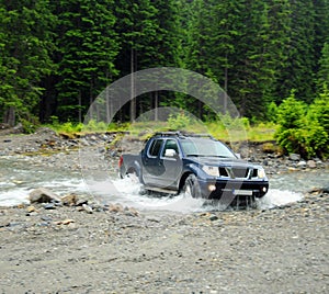 Truck crossing river